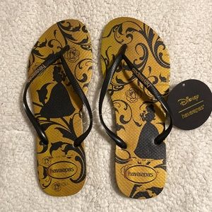 NWT Limited Edition Havaianas Disney Beauty & the Beast Flip Flop Sandal…